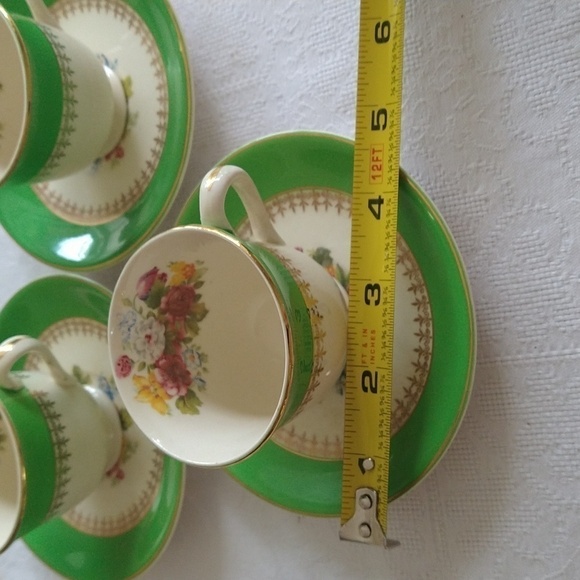 Steubenville vintage demitasse coffee Expresso cups set of 3 apple green floral - Picture 5 of 5
